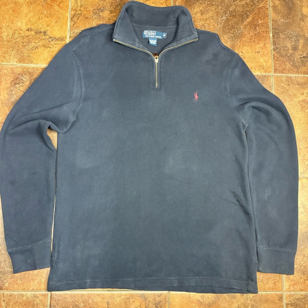 Polo by Ralph Lauren Navy Cotton Quarter-Zip Pullover